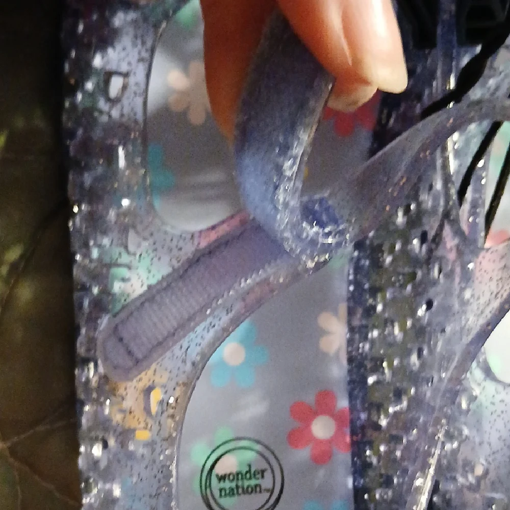 Wonder Nation Kids' Glittery Purple Floral Sandals
